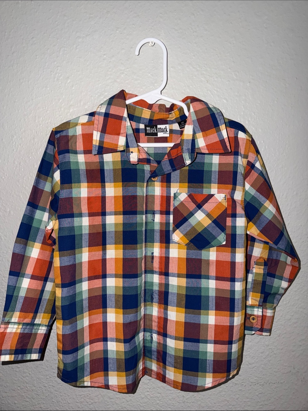Mick Mack Boys' Multicolor Plaid Button-Down Shirt - Orange & Blue